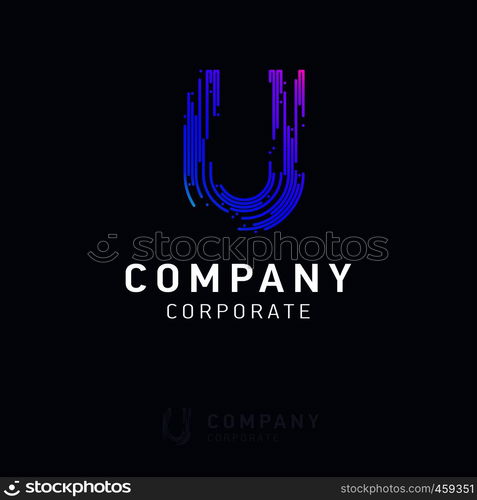 U company logo design with visiting card vector