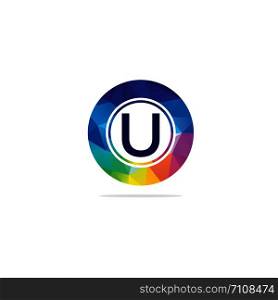 U Letter colorful logo in the hexagonal. Polygonal letter U