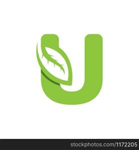 U Letter logo leaf concept template design