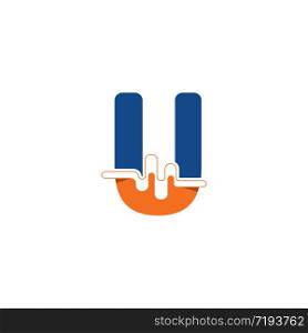 U Letter logo on pulse concept creative template design