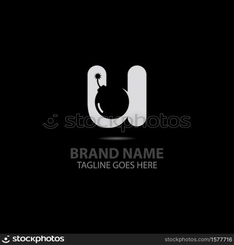 U letter With boom logo creative alphabet concept dsign