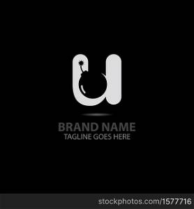 U letter With boom logo creative alphabet concept dsign