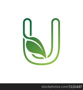 U Letter with leaf logo or symbol concept template design