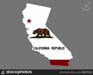 U.S. State of California Map Flag Vector illustration eps 10. U.S. State of California Map Flag Vector illustration