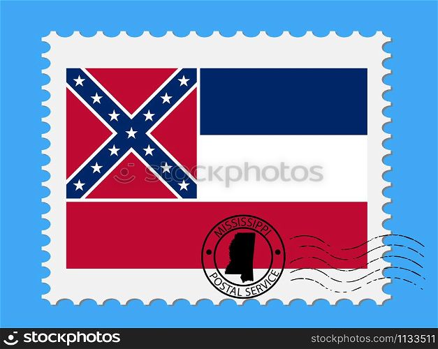 U.S. state of Mississippi Flag with Postage Stamp.. U.S. state of Mississippi Flag with Postage Stamp