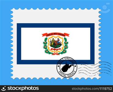 U.S. state of West Virginia Flag with Postage Stamp Vector illustration Eps 10.. U.S. state of West Virginia Flag with Postage Stamp Vector illustration Eps 10