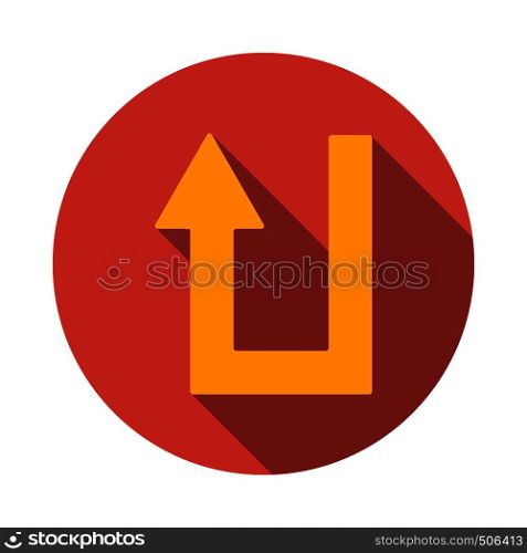 U turn icon in flat style on a white background. U turn icon, flat style