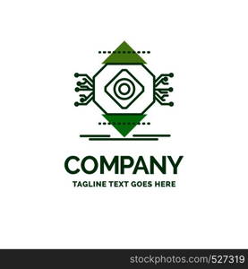 ubicomp, Computing, Ubiquitous, Computer, Concept Flat Business Logo template. Creative Green Brand Name Design.