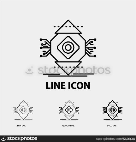 ubicomp, Computing, Ubiquitous, Computer, Concept Icon in Thin, Regular and Bold Line Style. Vector illustration. Vector EPS10 Abstract Template background