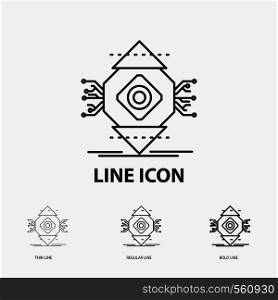 ubicomp, Computing, Ubiquitous, Computer, Concept Icon in Thin, Regular and Bold Line Style. Vector illustration. Vector EPS10 Abstract Template background