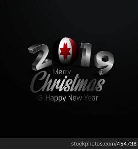 Udmurtia Flag 2019 Merry Christmas Typography. New Year Abstract Celebration background