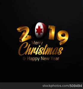 Udmurtia Flag 2019 Merry Christmas Typography. New Year Abstract Celebration background