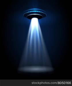 UFO alien lights. UFO alien flying with lights vector illustration