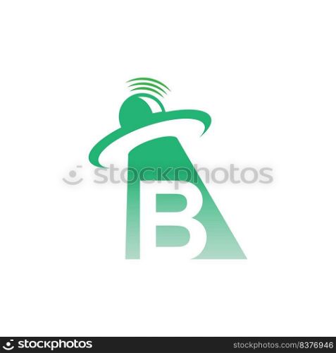 Ufo catch letter B icon design illustration vector