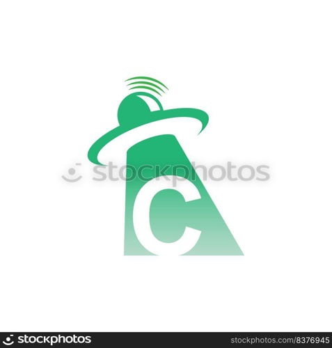 Ufo catch letter C icon design illustration vector