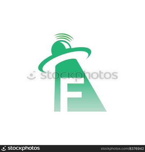 Ufo catch letter F icon design illustration vector