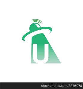 Ufo catch letter U icon design illustration vector