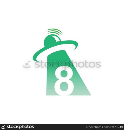 Ufo catch number 8  icon design illustration vector