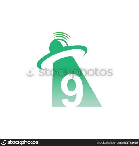 Ufo catch number 9  icon design illustration vector