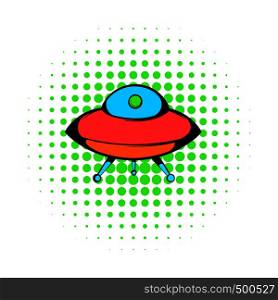 UFO icon in comics style on a white background . UFO icon, comics style