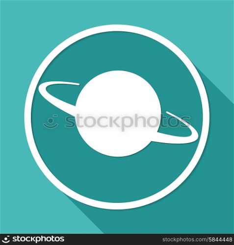 UFO Icon on white circle with a long shadow