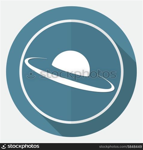 UFO Icon on white circle with a long shadow