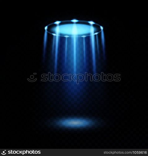 Ufo light. Alien spaceship magic bright blue beam. Futuristic spotlight from ufos spacecraft isolated vector effect for sci fi black mystery space concept. Ufo light. Alien spaceship magic bright blue beam. Futuristic spotlight from ufos spacecraft isolated vector effect for sci fi concept