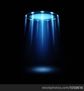 Ufo light. Alien spaceship magic bright blue beam. Futuristic spotlight from ufos spacecraft isolated vector effect for sci fi black mystery space concept. Ufo light. Alien spaceship magic bright blue beam. Futuristic spotlight from ufos spacecraft isolated vector effect for sci fi concept