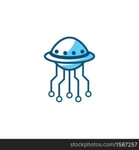 Ufo spaceship illustration vector flat design