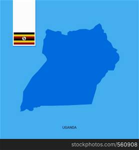 Uganda Country Map with Flag over Blue background. Vector EPS10 Abstract Template background