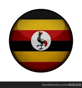 uganda Flag in glossy round button of icon. uganda emblem isolated on white background. National concept sign. Independence Day. Vector illustration.