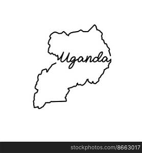 Uganda outline map with the handwritten country name. Continuous line drawing of patriotic home sign. A love for a small homeland. T-shirt print idea. Vector illustration.. Uganda outline map with the handwritten country name. Continuous line drawing of patriotic home sign