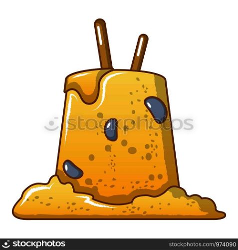 Ugly sand castle icon. Cartoon illustration of ugly sand castle vector icon for web. Ugly sand castle icon, cartoon style