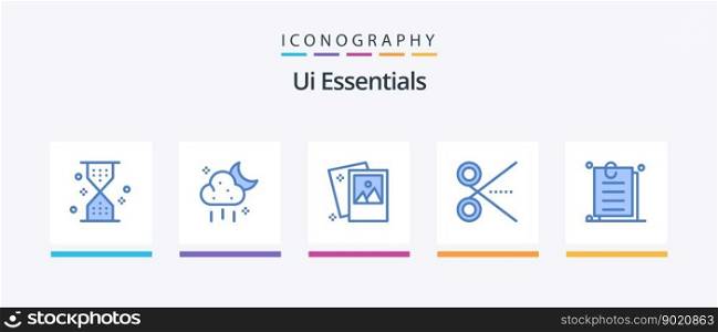 Ui Essentials Blue 5 Icon Pack Including tool. office. weather. cut. photography. Creative Icons Design