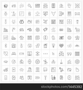 UI Set of 100 Basic Line Icons of business, search, travel, search, chat Vector Illustration