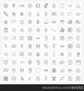 UI Set of 100 Basic Line Icons of doctor, delete, camera, minus, Australia Vector Illustration