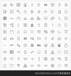 UI Set of 100 Basic Line Icons of road traffic, signal, education, signal, globe Vector Illustration