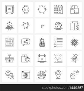 UI Set of 25 Basic Line Icons of business, wedding, summer, heart, date Vector Illustration