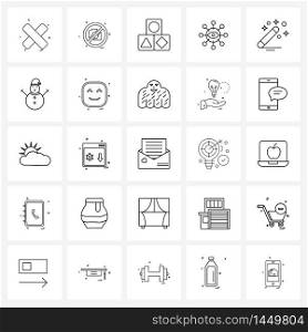 UI Set of 25 Basic Line Icons of magic, magic stick, blocks, vision, eye Vector Illustration