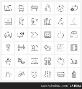 UI Set of 36 Basic Line Icons of arrow, circle, table, cursor, shopping bag Vector Illustration
