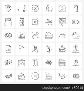 UI Set of 36 Basic Line Icons of cap, mail, medicine, box, cross Vector Illustration