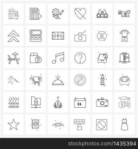 UI Set of 36 Basic Line Icons of medical, disable, readable, dislike, pencil Vector Illustration