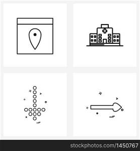 UI Set of 4 Basic Line Icons of app, arrows, location, building, down Vector Illustration
