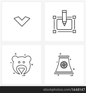 UI Set of 4 Basic Line Icons of arrow, bear, pencil, education, chimney Vector Illustration