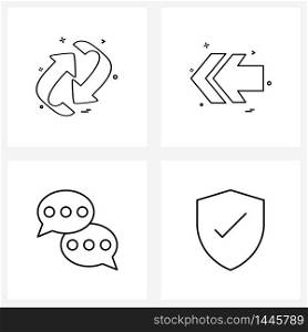 UI Set of 4 Basic Line Icons of arrows, bubble, restore, pointer, conversation Vector Illustration