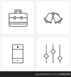 UI Set of 4 Basic Line Icons of bag, android, student, decorations, settings Vector Illustration