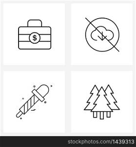 UI Set of 4 Basic Line Icons of cash, chemistry, cloud, disable, science Vector Illustration