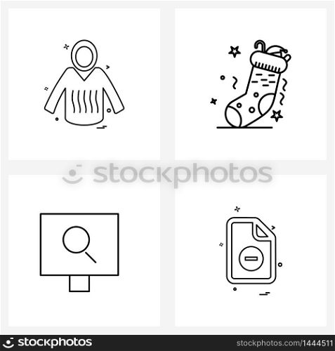UI Set of 4 Basic Line Icons of cloths, desktop, hood, event, search Vector Illustration