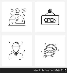 UI Set of 4 Basic Line Icons of collision, profile, board, shopping, Vector Illustration