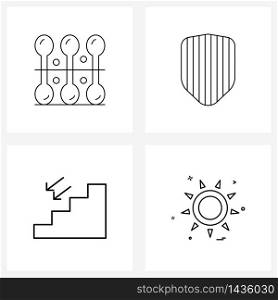 UI Set of 4 Basic Line Icons of cotton; stairs; component; game; down Vector Illustration